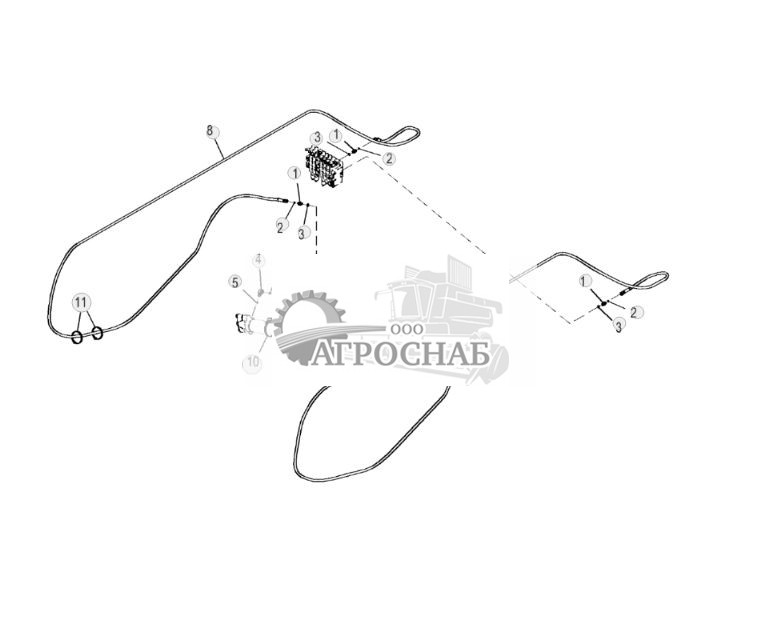 Шланги цилиндра бокового смещения поворотного круга, стандартные органы управления - ST879313 282.jpg
